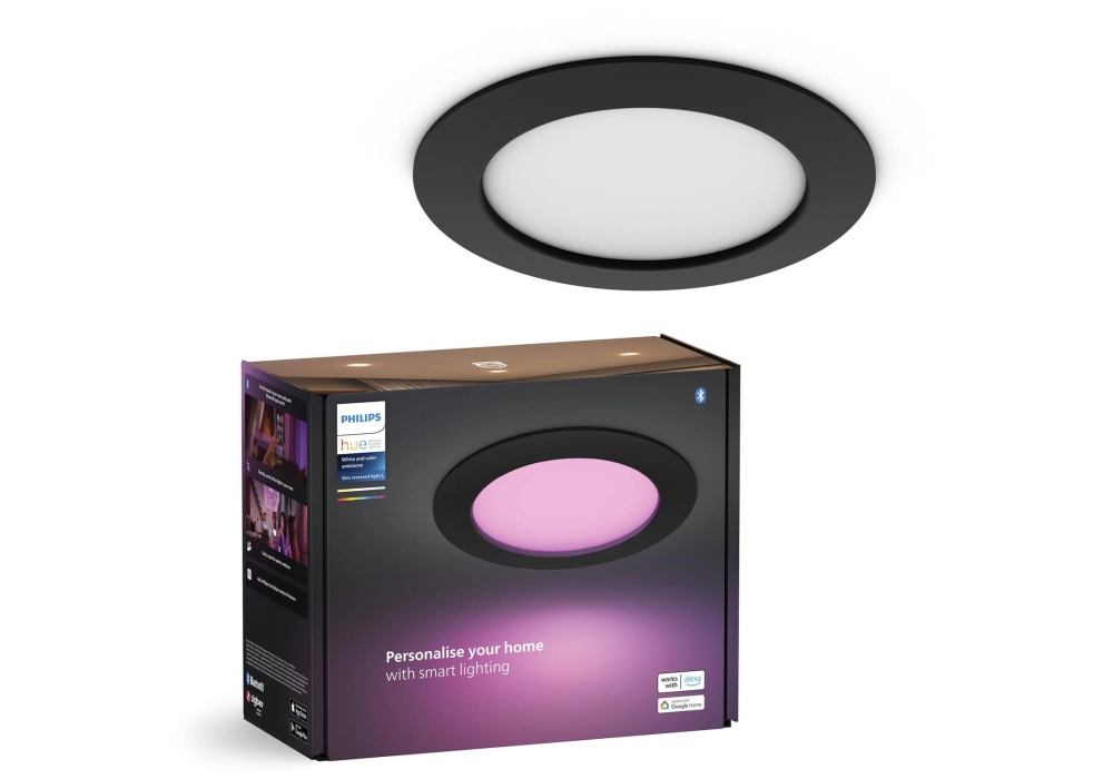 Philips Hue White & Color Ambiance Slim Recessed 170 mm noir