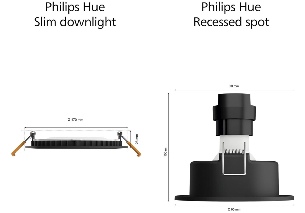 Philips Hue White & Color Ambiance Slim Recessed 170 mm noir