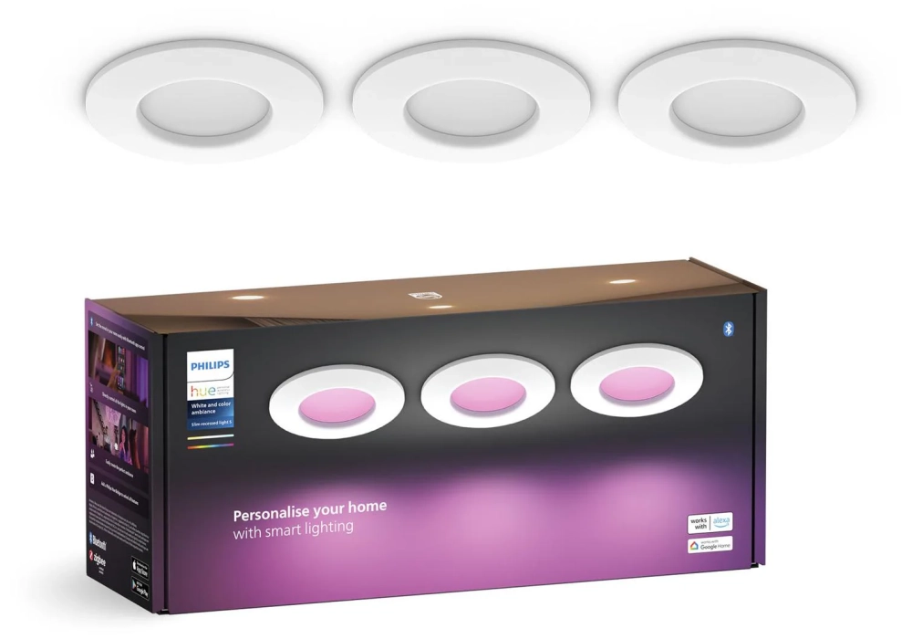 Philips Hue White & Color Ambiance Slim Recessed 90 mm 3 pièces blanc