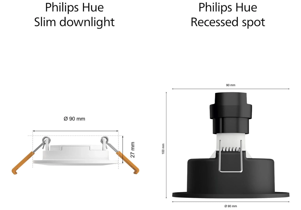 Philips Hue White & Color Ambiance Slim Recessed 90 mm 3 pièces blanc