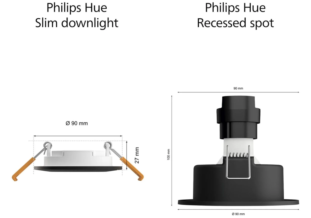 Philips Hue White & Color Ambiance Slim Recessed 90 mm 3 pièces noir