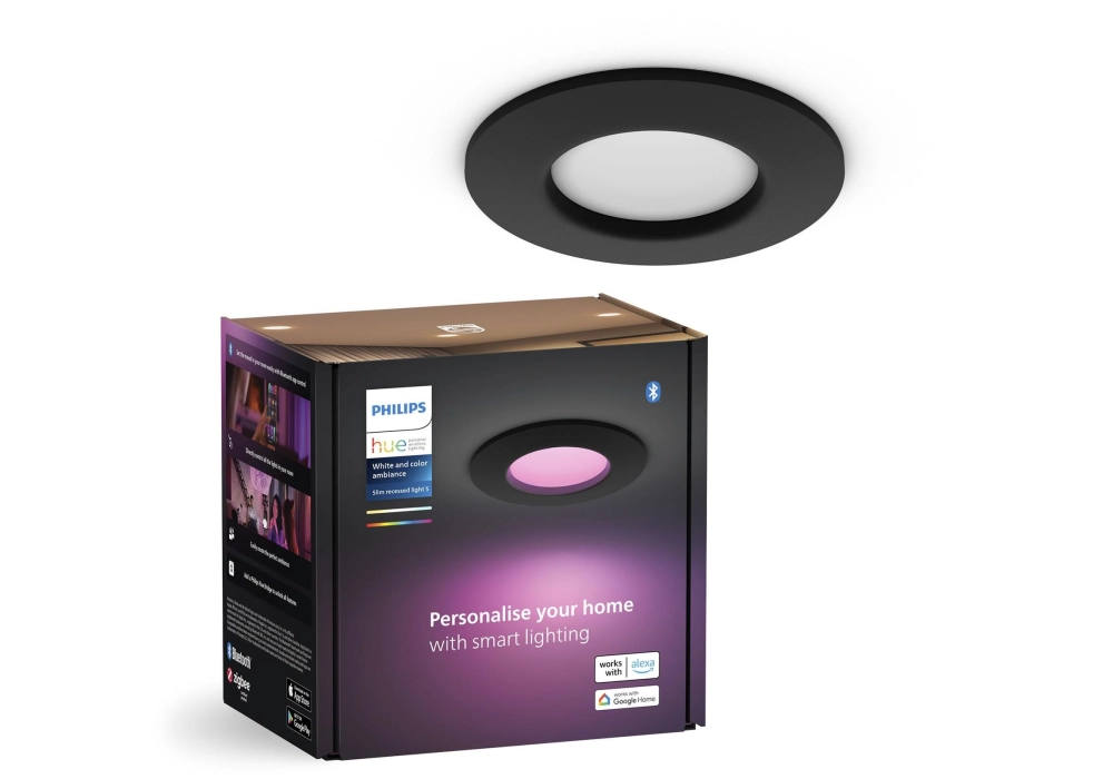 Philips Hue White & Color Ambiance Slim Recessed 90 mm noir