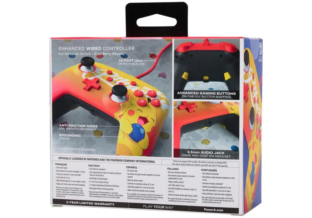 Power A Enhanced Wired Controller (Orange Berry Pikachu)