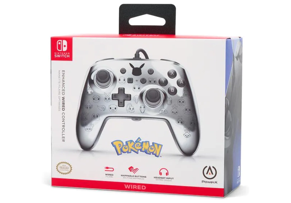 Power A Enhanced Wired Controller (Pikachu Black & Silver)