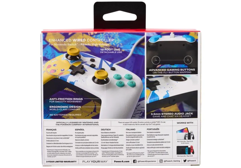 Power A Enhanced Wired Controller (Pikachu High Voltage)