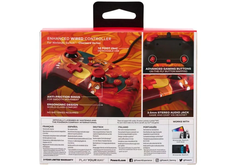 Power A Enhanced Wired Controller Pokémon: Charizard Vortex