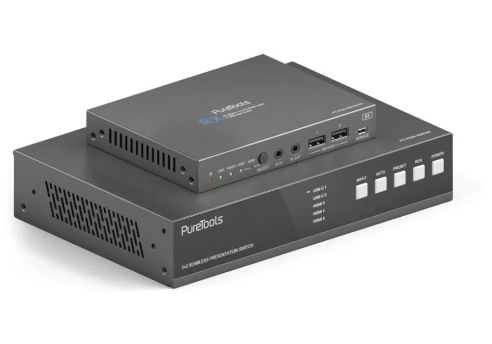 PureTools Commutateur PT-PSW-52KVM 4K (60 Hz 4:4:4)