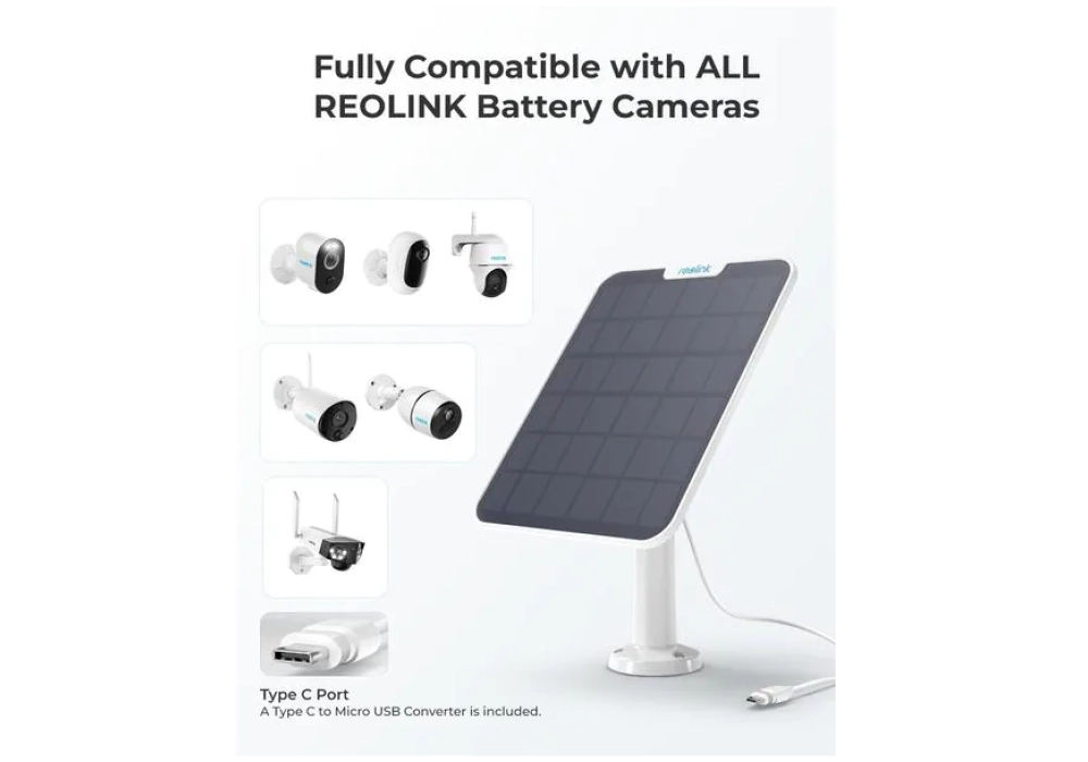 Reolink Panneau solaire 2 avec port USB-C Blanc