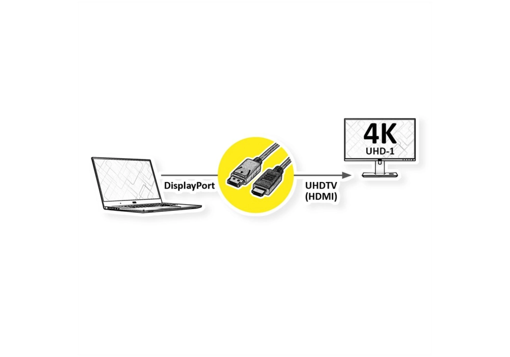 ROLINE DisplayPort / HDMI UHDTV Cable - 1 m