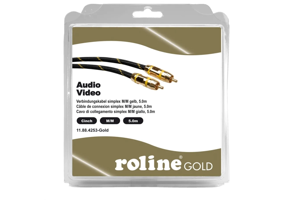 ROLINE GOLD Câble de raccordement RCA simplex M / M, jaune, 5 m