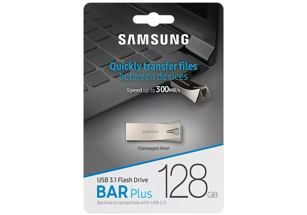 Samsung BAR Plus Flash Drive - 128 GB (Champagne Silver)