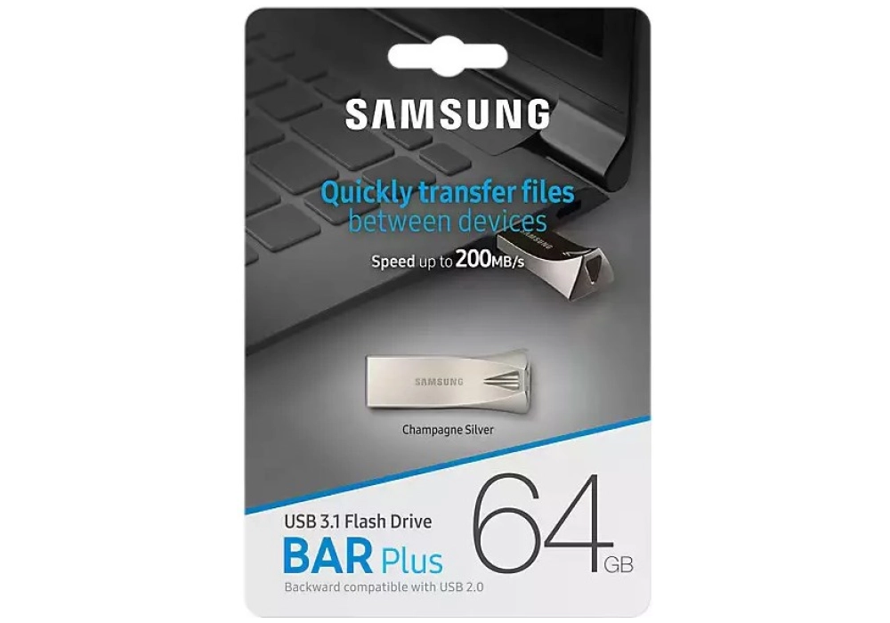 Samsung BAR Plus Flash Drive - 64 GB (Champagne Silver)