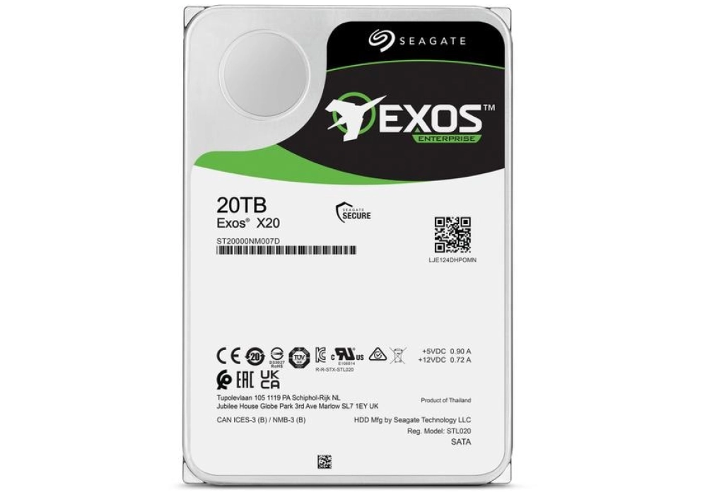 Seagate Exos X20 HDD SATA 6 Gb/s - 20.0 TB