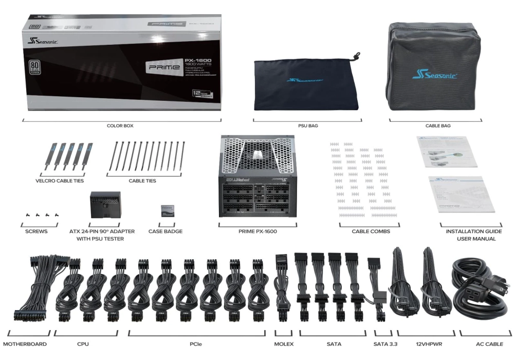 Seasonic Prime PX ATX 3.0 1600 W avec câble