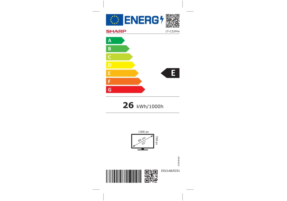 Sharp TV 32FH2EA 32", 1366 x 768 (WXGA), LED-LCD