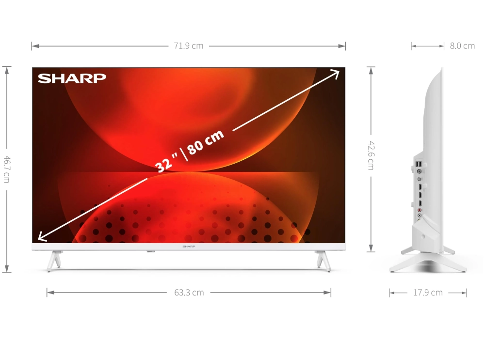 Sharp TV 32FH2EAW 32", 1366 x 768 (WXGA), LED-LCD