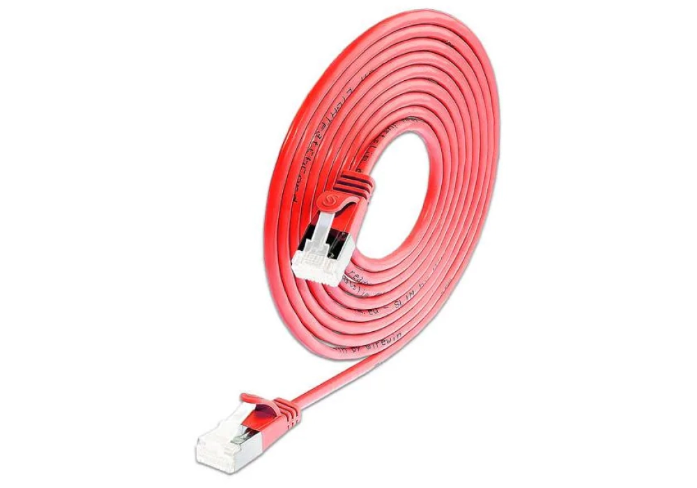 SLIM Câble patch slim RJ-45 - RJ-45, Cat 6A, U/FTP, 0.1 m, Rouge