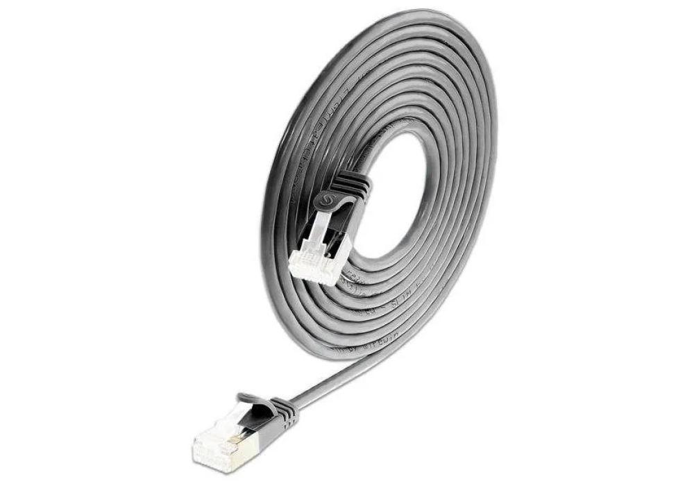 SLIM Câble patch slim RJ-45 - RJ-45, Cat 6A, U/FTP, 0.25 m, Noir