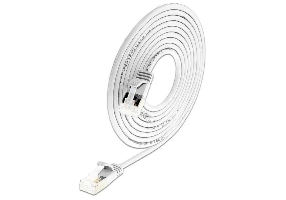 SLIM Câble patch slim RJ-45 - RJ-45, Cat 6A, U/FTP, 0.5 m, Blanc