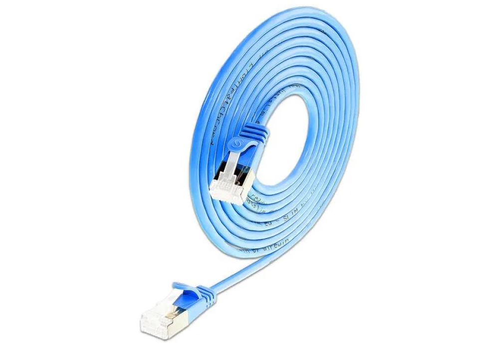 SLIM Câble patch slim RJ-45 - RJ-45, Cat 6A, U/FTP, 1 m, Bleu