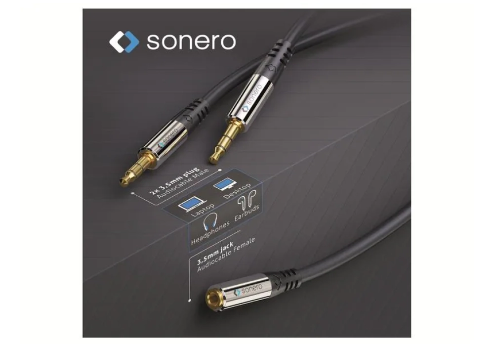 sonero Adaptateur audio 2x 3,5mm à 3,5mm 0.25 m