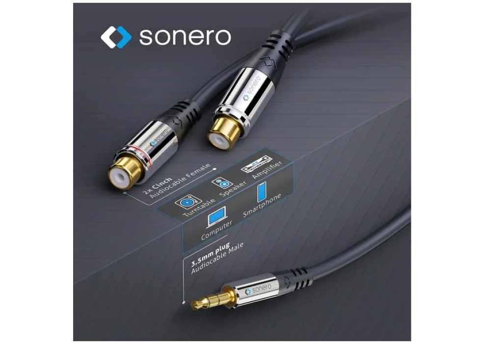 sonero Câble audio jack 3.5 mm - Cinch 0.25 m