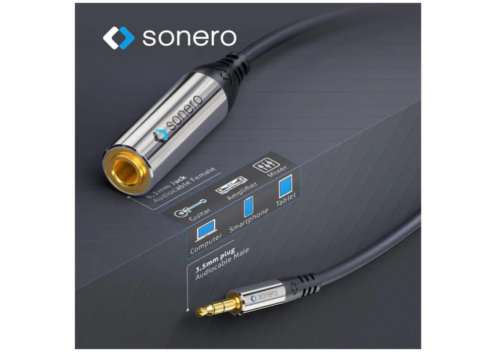 sonero Câble audio jack 3.5 mm - jack 6.3 mm 0.25 m