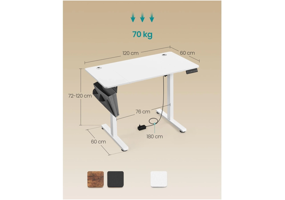 Songmics 120 x 60 cm, réglable en hauteur