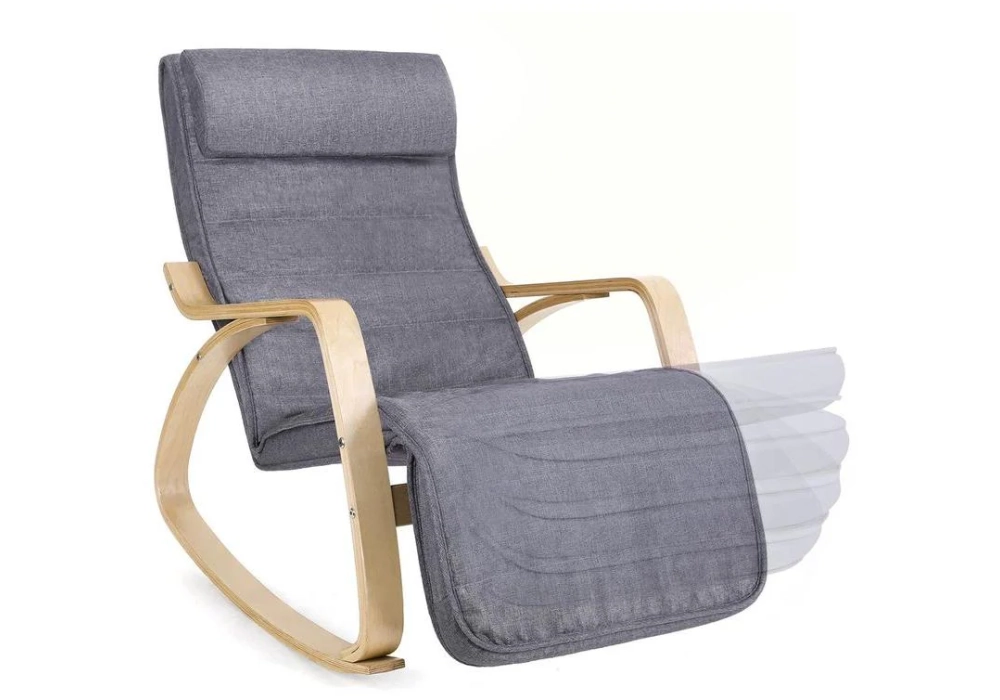 Songmics Chaise à bascule 91 cm x 115 cm, Gris 