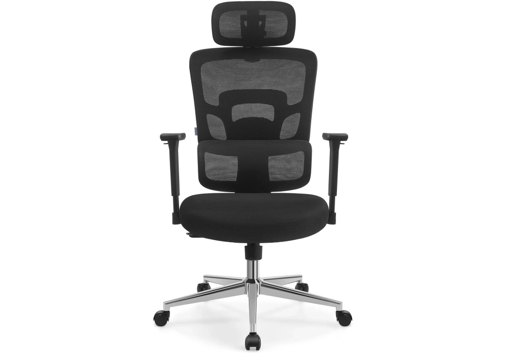 Songmics Chaise de bureau avec appui-tête et accoudoirs, Noir