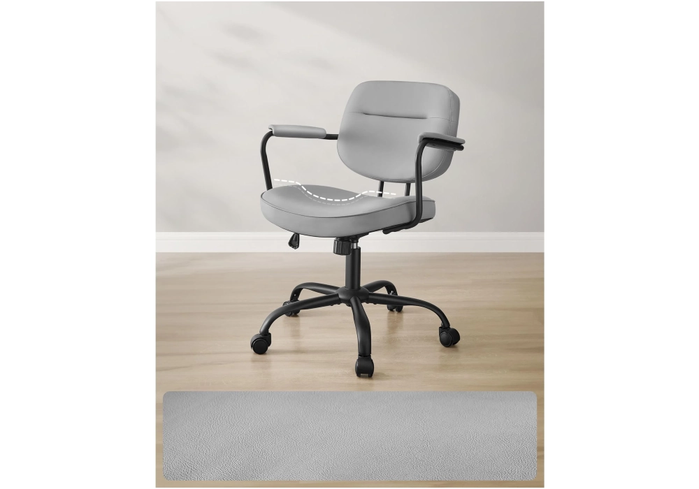 Songmics Chaise de bureau avec dossier rembourré et accoudoirs, Gris