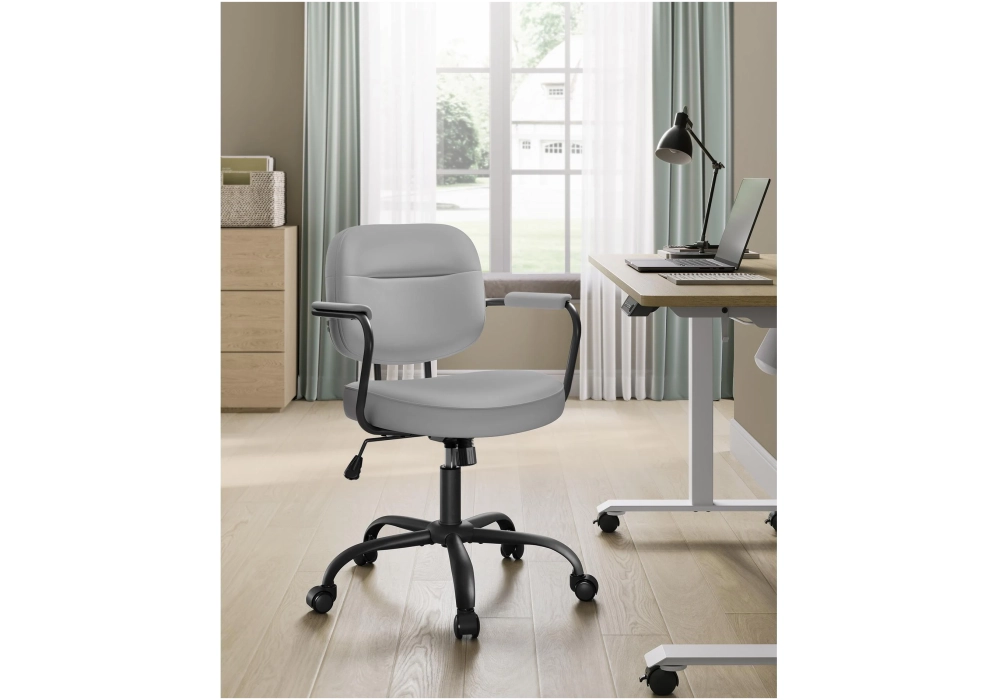 Songmics Chaise de bureau avec dossier rembourré et accoudoirs, Gris