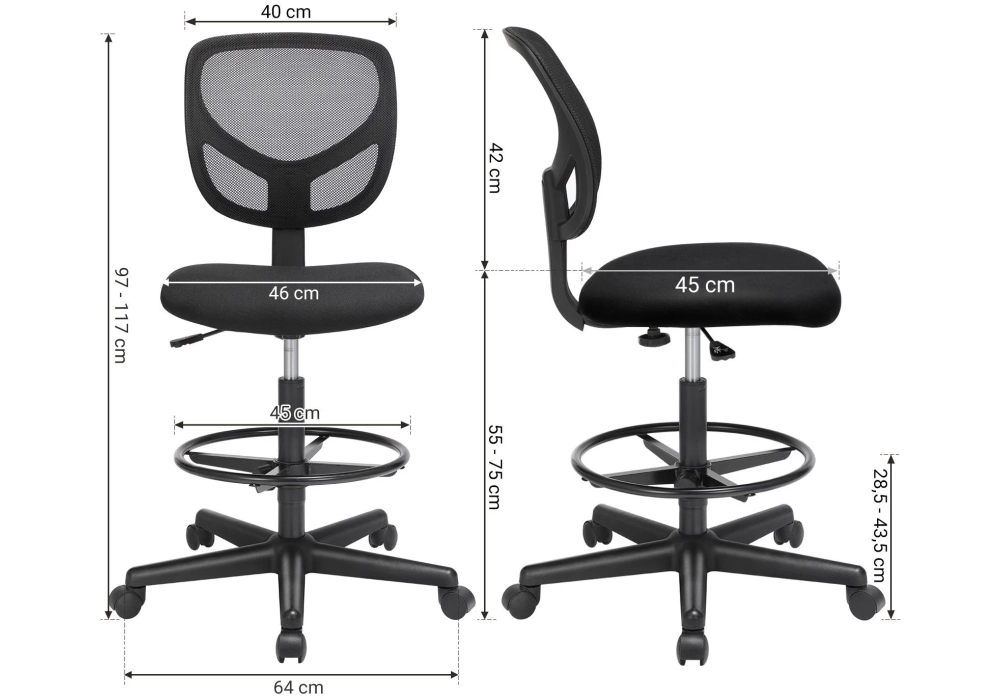 Songmics Chaise pivotante avec piétement, noir