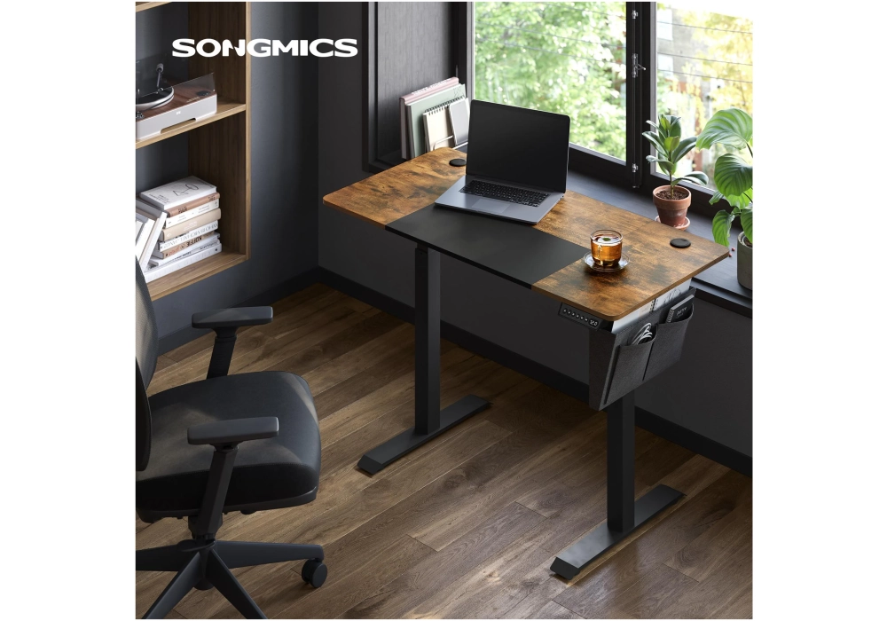 Songmics Table haute 120 x 60 cm, brun vintage-noir