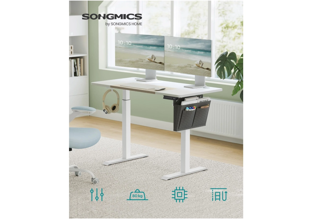 Songmics Table haute 120 x 60 cm, réglable en hauteur