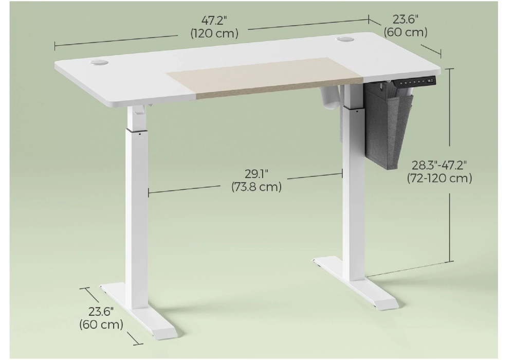 Songmics Table haute 120 x 60 cm, réglable en hauteur