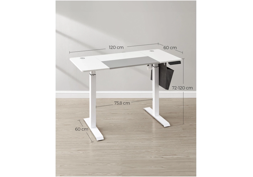 Songmics Table haute 120 x 60 cm, réglable en hauteur