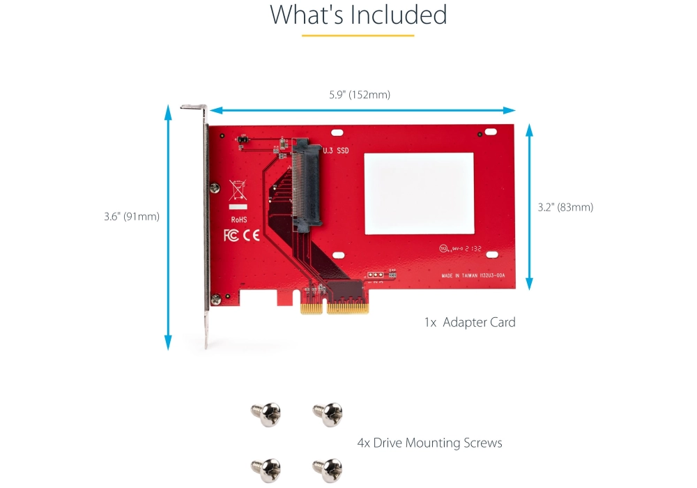 STARTECH Carte Adaptateur U.3 vers PCIe