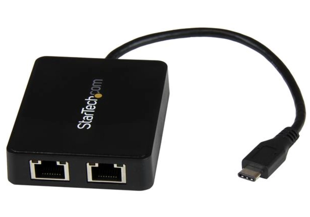 StarTech USB Type-C Dual Gigabit LAN Adapter + USB 3.0 (Black)