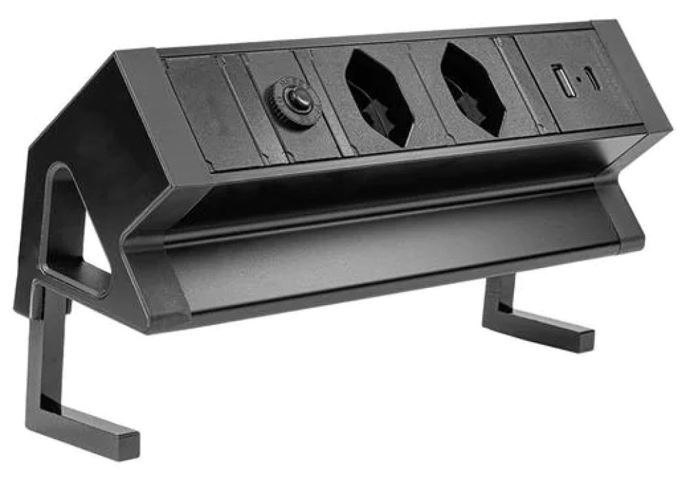 STEFFEN ALU DESK 2x T13, USB-A+C (Noir)