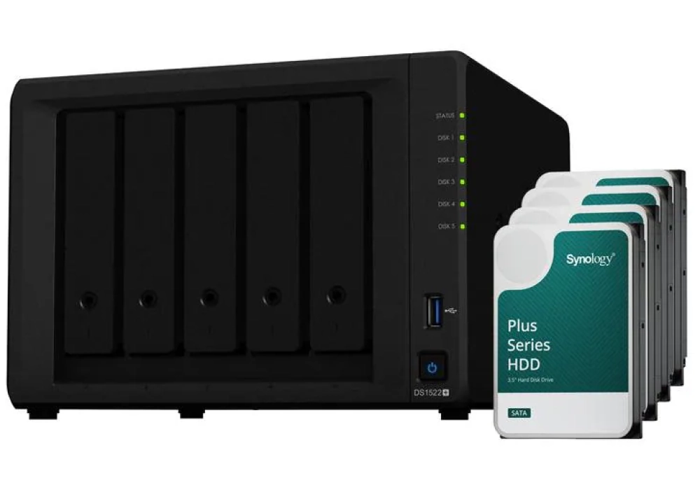 Synology NAS DiskStation DS1522+ 5-bay Synology Plus HDD 30 TB