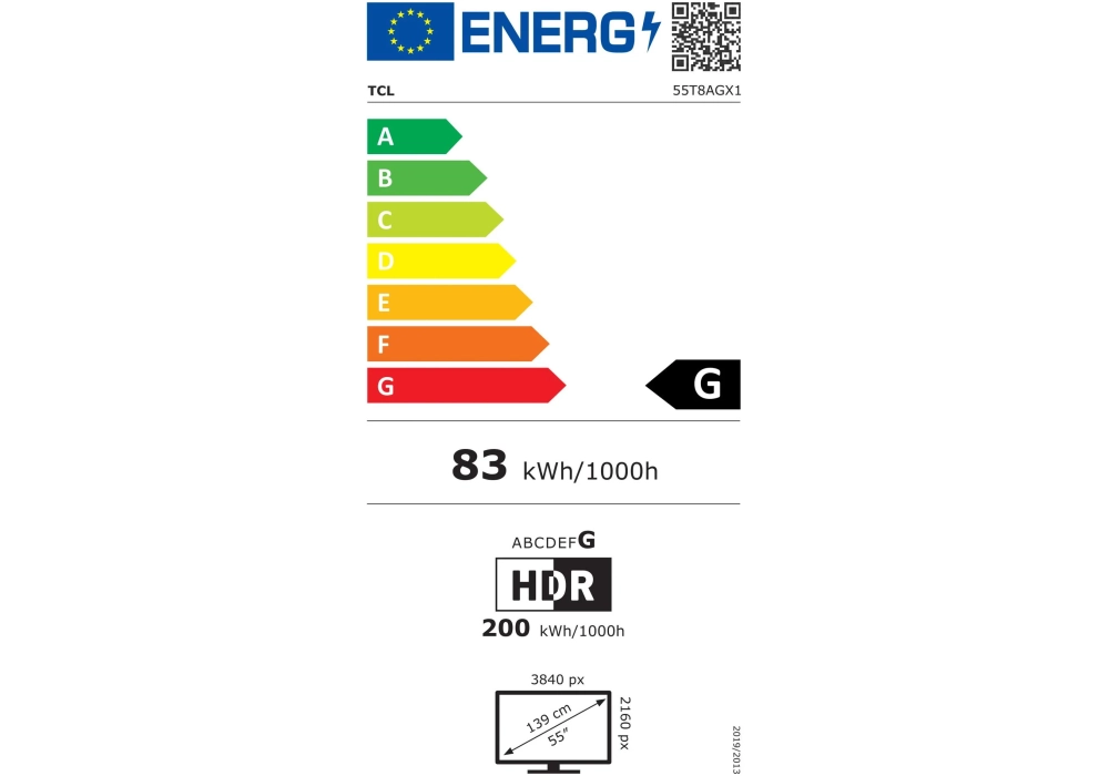 TCL TV 55T8A 55", 3840 x 2160 (Ultra HD 4K), QLED