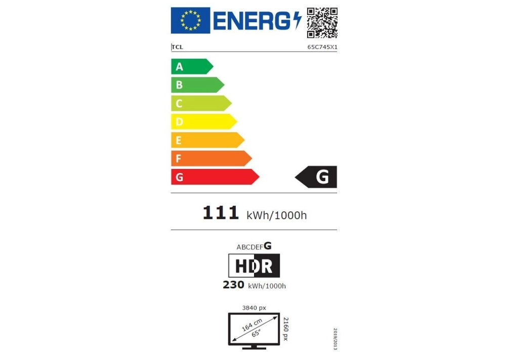 TCL TV 65C745 65", 3840 x 2160 (Ultra HD 4K), QLED