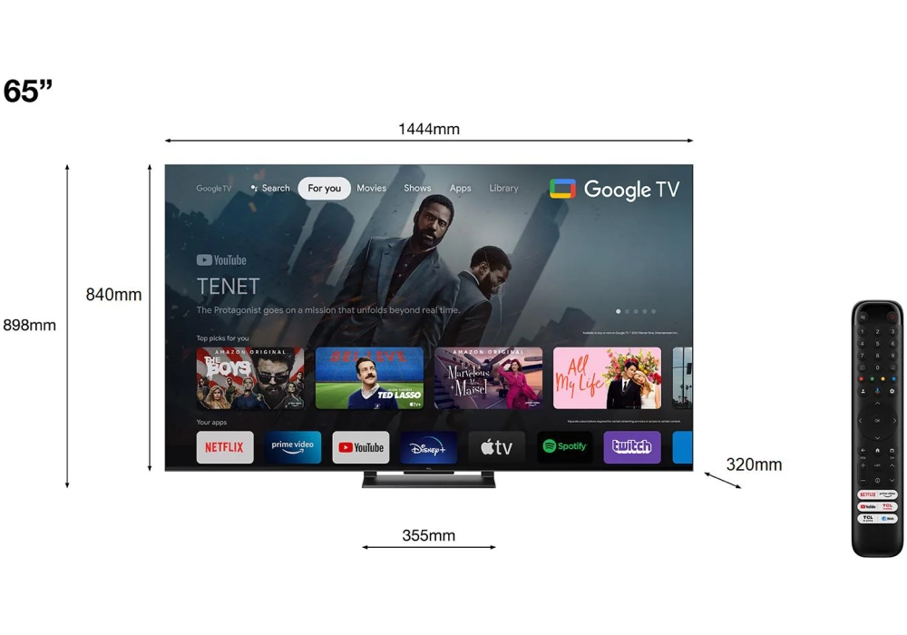 TCL TV 65C745 65", 3840 x 2160 (Ultra HD 4K), QLED