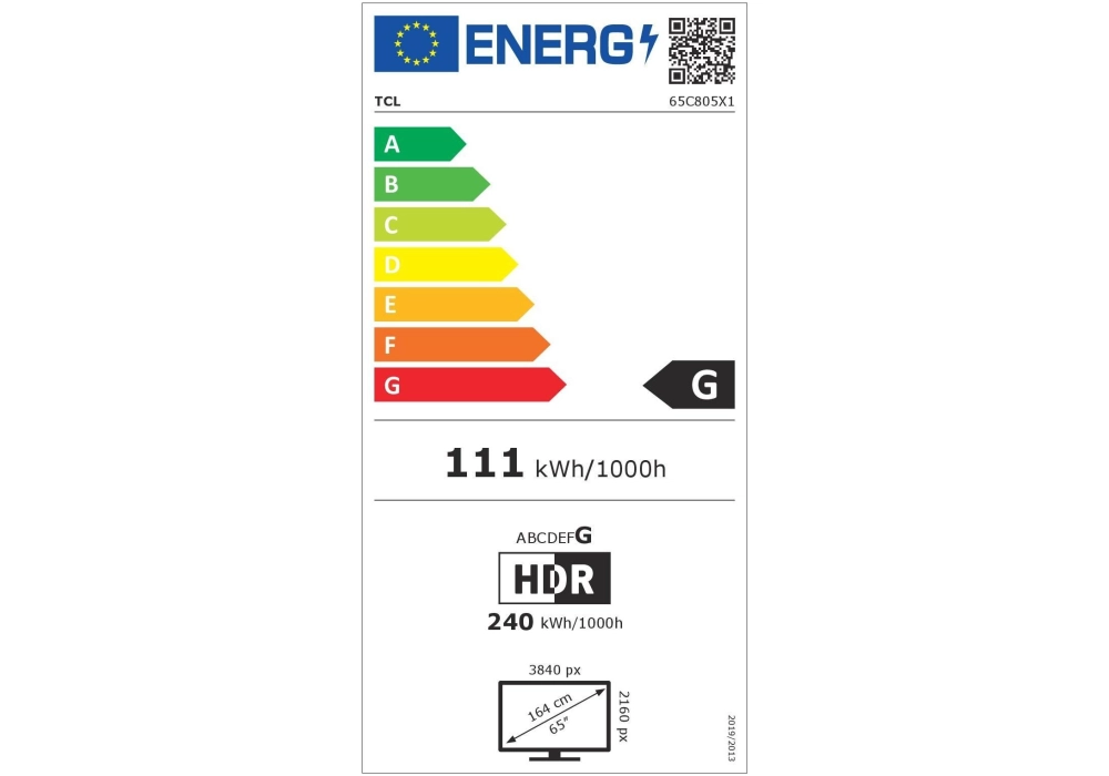 TCL TV 65C805 65", 3840 x 2160 (Ultra HD 4K), LED-LCD