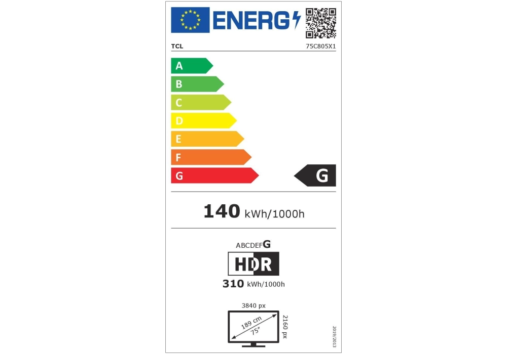 TCL TV 75C805 75", 3840 x 2160 (Ultra HD 4K), LED-LCD