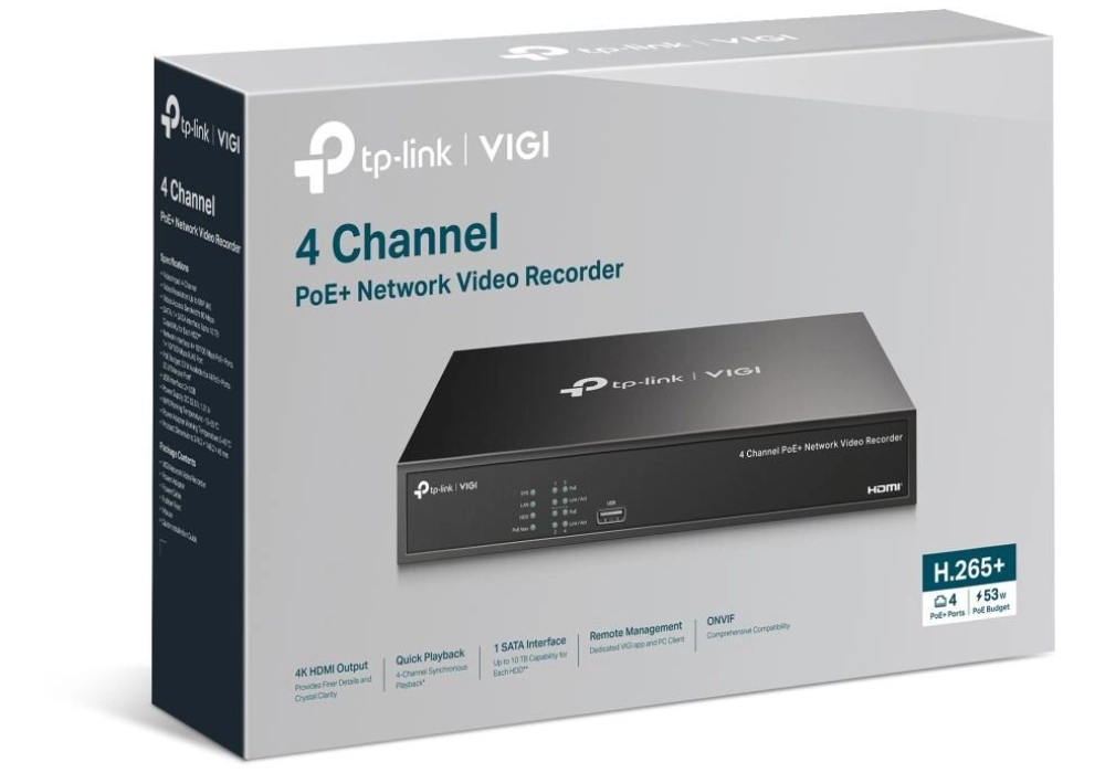 TP-Link Vigi Enregistreur réseau VIGI NVR1004H-4P 0 TB, 4 Canal 