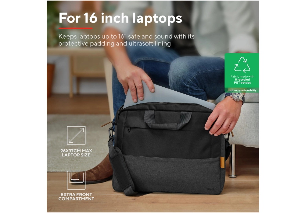 Trust Sac pour notebook Lisboa Noir 16 "