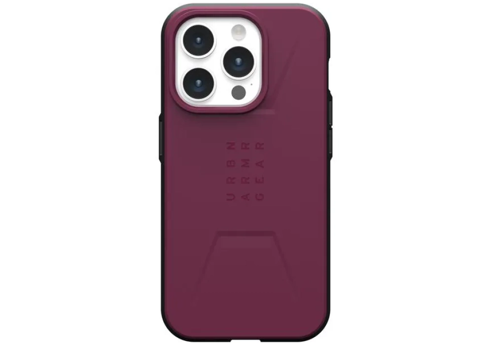 UAG Coque arrière Civilian Case iPhone 15 Pro Bordeaux