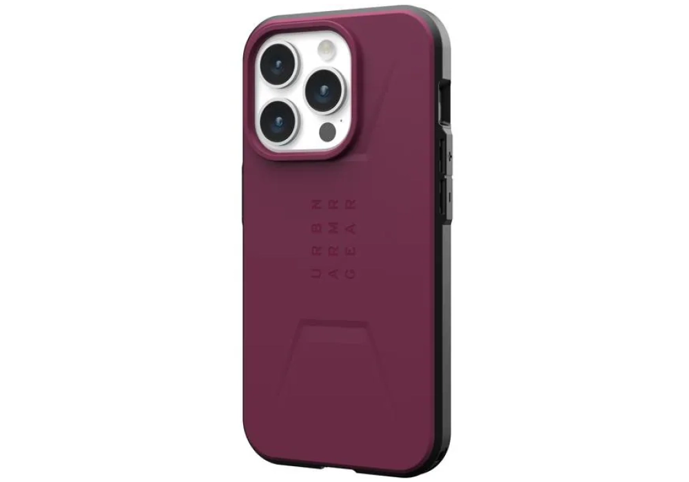 UAG Coque arrière Civilian Case iPhone 15 Pro Bordeaux